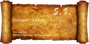 Sorger Vitus névjegykártya
